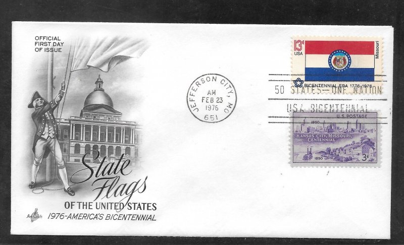 Just Fun Cover #1656 FDC MO. State Flag Artcraft Cachet. (A1486)