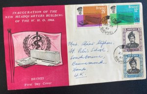 1966 Brunei First Day Cover FDC To Bournemouth England Headquarters Building