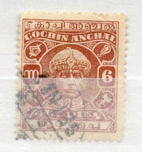 India Cochin 1938 Early Issue used Shade of 6p. NW-15791