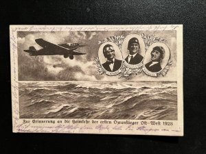 1928 Germany Bremen Flyers Aviation Postcard Cover Missing Stamp