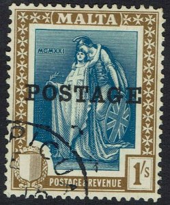 MALTA 1926 POSTAGE OVERPRINTED 1/- USED 