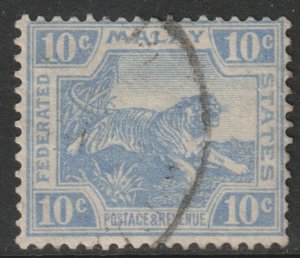 Malaya FMS Federated States Scott 62 - SG65, 1922 Tiger 10c Blue used