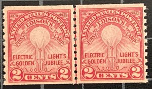 US Stamps-SC# 656 - Edison Coil Line Pair - MNH -SCV = $110.00