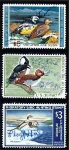US Duck Stamps RW34 RW35 RW40 Used Signed Lot of 3 Migratory Bird