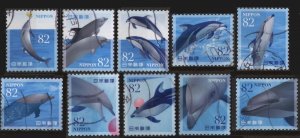 Japan 4307 (used set of 10) dolphins (2019)