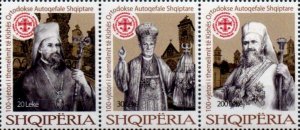 Albania 2023 100 ann of the Autocephalous Orthodox Church strip of 3 stamps MNH