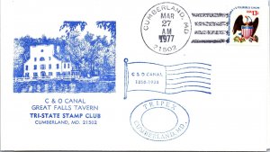 US EVENT COVER CACHETED CHESAPEAKE & OHIO CANAL GREAT FALLS TAVERN TRIPEX 1977