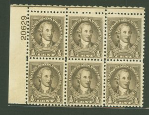 United States #704 Mint (NH) Plate Block