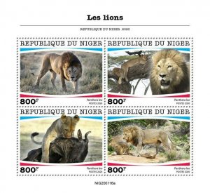 Niger Wild Animals Stamps 2020 MNH Lions Lion Big Cats Fauna 4v M/S