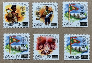 Zaire 1985 New Currency on Scouts missing 1, MNH. Scott 1207-1213, CV $15.40