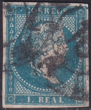 Spain 1857 Sc 46 used cartwheel 16 (Albacete) cancel