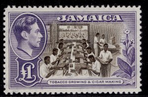 JAMAICA GVI SG133a, £1 chocolate & violet, NH MINT. Cat £60.