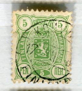 FINLAND; 1889 early classic issue fine used 5p. value, P 12.5 large holes
