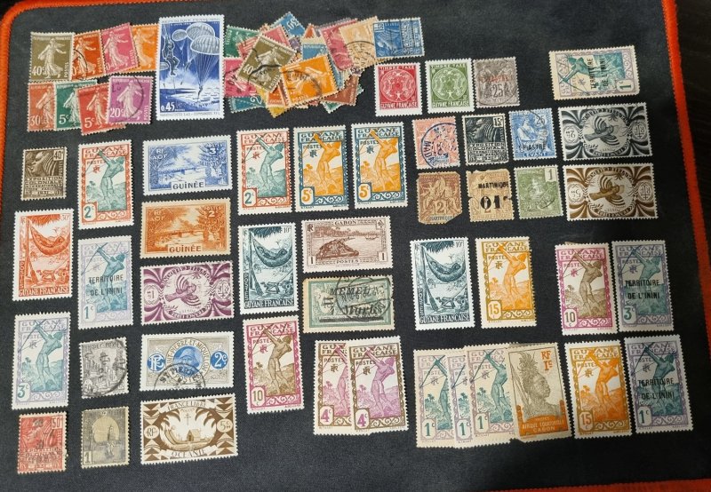 France colonies tunisia guinee old stamps. some mint some used. As is.. #696