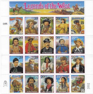 US #2869  29c   Legends of the West Sheet of 20 (MNH) CV$15.00