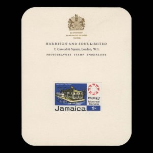 Jamaica 1967 Expo '67, Montreal imperf proofs on presentation cards