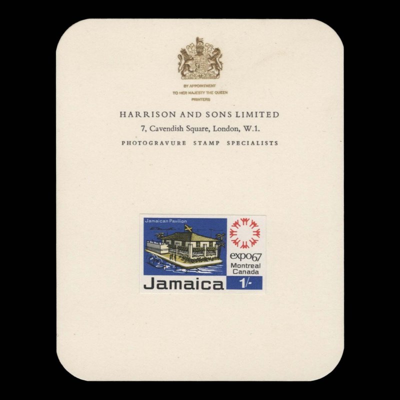 Jamaica 1967 Expo '67, Montreal imperf proofs on presentation cards ✔️