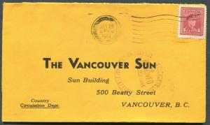 CANADA WWII BLACK OUT CANCEL COVER PRINCE RUPERT