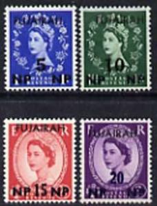 Fujeira 1960c Great Britain QEII stamps 5np on 1d, 10np o...