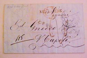 FRANCE  ITALY WITH FUMIGATED HANDSTAMP 1830 NIZZA MARE B/S NAPOLI