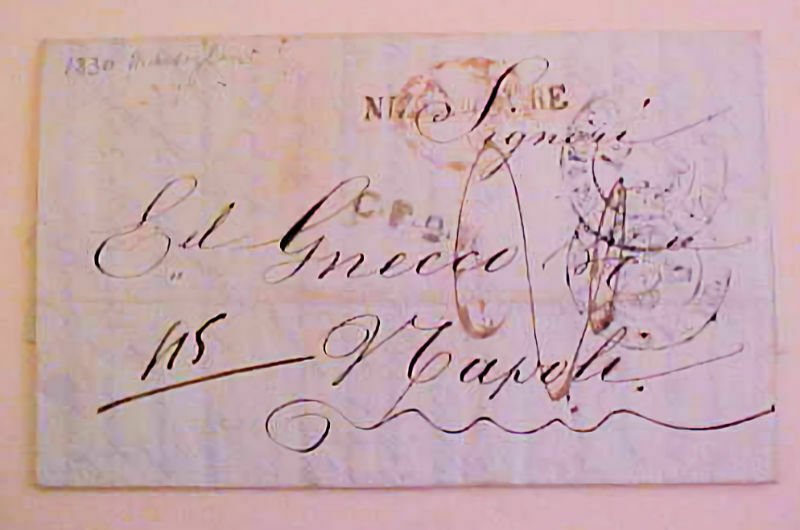 FRANCE  ITALY WITH FUMIGATED HANDSTAMP 1830 NIZZA MARE B/S NAPOLI