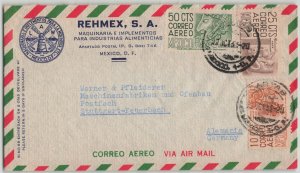 Mexico c. 1950s Food Machinery Windmill Advertising Airmail Cover to Germany