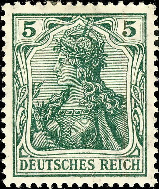 ALLEMAGNE / GERMANY - 1905 - GERMANIA (III) 5pf (Friedensdruck) Mi.85 Ia Mint*
