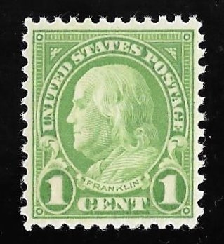 632 1 cent Franklin, Yellow Green Stamp mint OG NH EGRADED VF 80