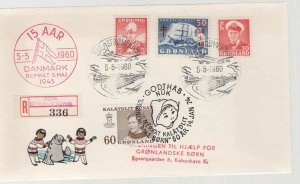 1960 Greenland  registered airmail cover Liberation Denmark Anniversary