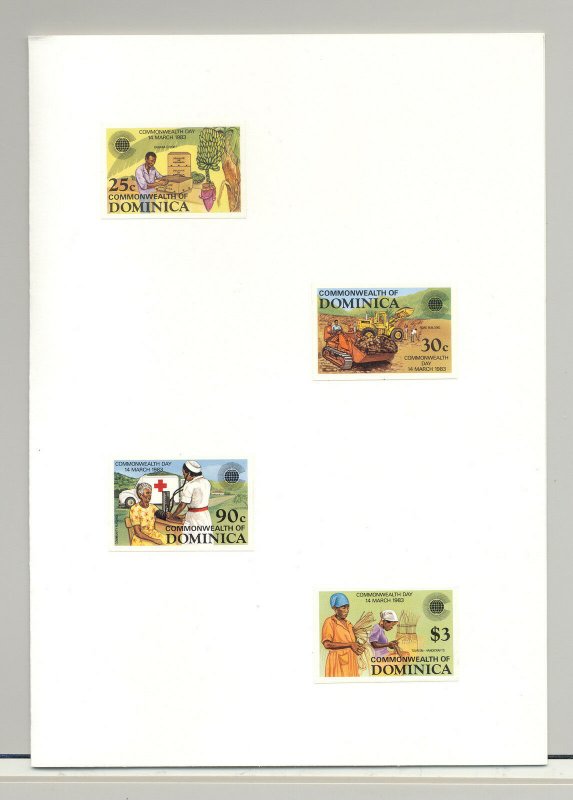 Dominica #796-799 Bananas, Food, Road Construction 4v Imperf Proofs in Folder