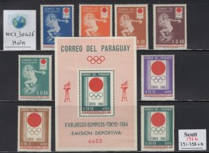 WC1_30426. PARAGUAY. 1964 TOKYO OLYMPIC GAMES set w. souv.sh.Sc.791-798+A. MNH