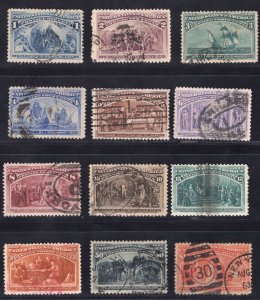 MOMEN: US STAMPS #230-241 COLUMBIANS USED LOT #78792