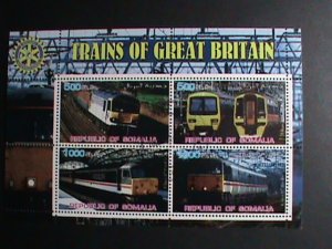 SOMALIA STAMP:TRAINS OF GREAT BRITAIN-WITH INTERNATIONAL ROTARY LOCO- CTO S/S