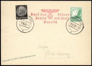 3rd Reich Germany Graslitz Sudetenland Annexation Provisional Cover G67078