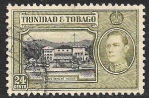 TRINIDAD AND TOBAGO 1938-41 KGVI 24c GOVERNMENT HOUSE Issue Sc 58 VFU