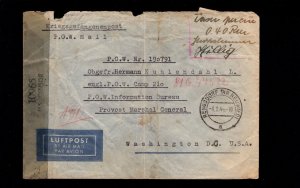 Germany WWII POW Mail to USA Censor 1944 Uncommon Berlin Censor Air Cover 6p