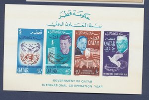 QATAR -  Scott 100Cd, MI BL 5b  - MNH S/S imperf - Kennedy - 1966