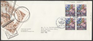 1980 #855 Les Floralies Exhibition FDC Plate Block Schering GP Cachet