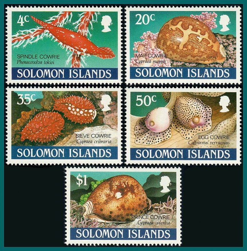 Solomon Islands 1990 Cowrie Shells, MNH #666-670,SG670-SG674