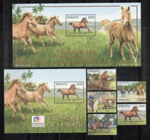 Vanuatu 799-803ab MNH Wild Horses Animals Farm Animals ZAYIX 0624M0022