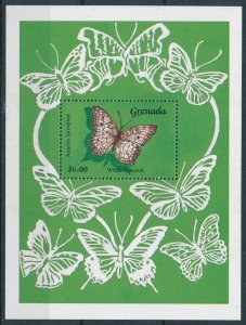 [108966] Grenada 1989 Insects butterflies White Peacock Souvenir Sheet MNH