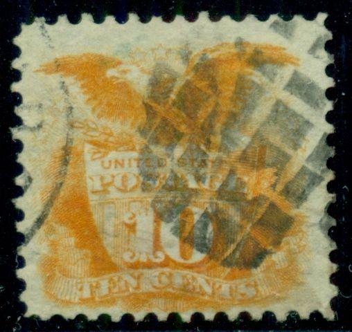 US #116  10¢ Shield & Eagle, used w/fancy cork cancel, strong color and VF