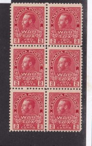 CANADA # MR2 VF-MNH BLOCK 6 KGV 2cts WAR TAX CAT VALUE $720  KIMSS30