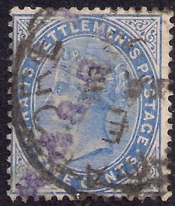 Straits Settlement 1883 - 91 QV 5ct Blue SG 65 ( D1020 )