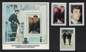 Gambia Royal Wedding Prince Andrew 3v+MS 1986 MNH SG#664-MS667