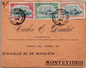 SCHALLSTAMPS URUGUAY 1908 POSTAL HISTORY FDC COVER COMM CRUISER MONTEVIDEO SET