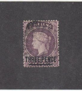 ST. HELENA (MK6613) # 37  VF-USED  3 on 6p 1887 QUEEN VICTORIA / DP VIOLET CV$14