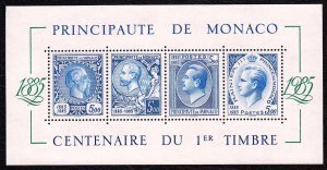 Monaco 1985 National Postage Stamp Centenary Mint MNH Miniature Sheet SC 1500