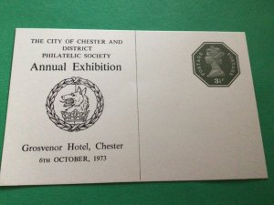 Philatelic Society Chester & District annual Exhibition 1973 postal card A10524
