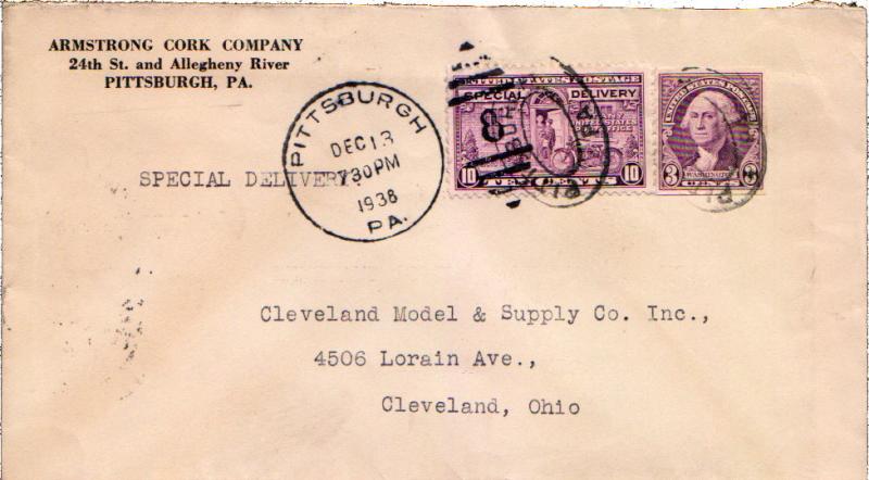 United States Pennsylvania Pittsburgh 1938 numeral duplex  3c Washington Coil...